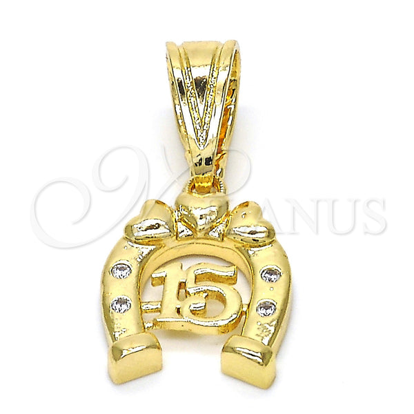 Dije Elegante 05.120.0078 Oro Laminado, Diseño de Corazón, con Blanca Zirconia Cubica, Pulido, Tono Dorado