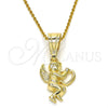 Dije Religioso 05.120.0079 Oro Laminado, Diseño de Angel y Corazón, Pulido, Tono Dorado