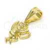 Dije Religioso 05.120.0079 Oro Laminado, Diseño de Angel y Corazón, Pulido, Tono Dorado
