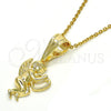 Dije Religioso 05.120.0079 Oro Laminado, Diseño de Angel y Corazón, Pulido, Tono Dorado
