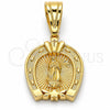 Dije Religioso 05.120.0086 Oro Laminado, Diseño de Guadalupe y Corazón, Pulido, Tono Dorado