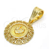 Dije Religioso 05.120.0088 Oro Laminado, Diseño de Corazón, Pulido, Tono Dorado