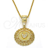 Dije Religioso 05.120.0088 Oro Laminado, Diseño de Corazón, Pulido, Tono Dorado