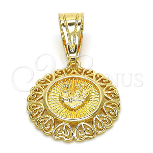 Dije Religioso 05.120.0088 Oro Laminado, Diseño de Corazón, Pulido, Tono Dorado