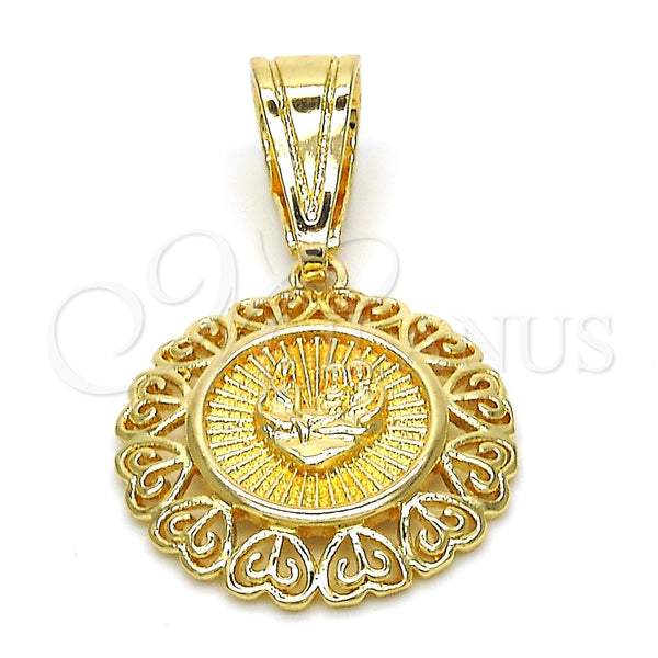 Dije Religioso 05.120.0088 Oro Laminado, Diseño de Corazón, Pulido, Tono Dorado