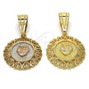 Dije Religioso 05.120.0088 Oro Laminado, Diseño de Corazón, Pulido, Tono Dorado