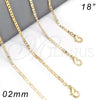 Gargantilla Basica 04.213.0079.18 Oro Laminado, Diseño de Mariner, Pulido, Tono Dorado (02 MM Thickness, 18 Inches Length)