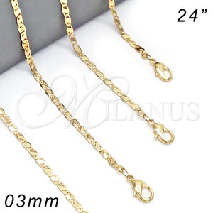 Gargantilla Basica 04.213.0084.24 Oro Laminado, Pulido, Tono Dorado (02 MM Thickness, 24 Inches Length)