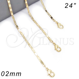Gargantilla Basica 04.213.0085.24 Oro Laminado, Pulido, Tono Dorado (02 MM Thickness, 24 Inches Length)