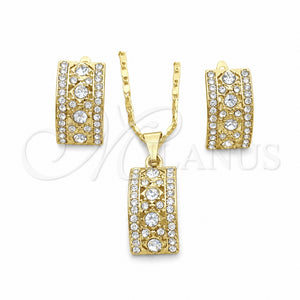 Juego de Arete y Dije de Adulto 10.314.0002 Oro Laminado, con Blanca Zirconia Cubica and Blanca Micro Pave, Pulido, Tono Dorado