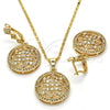 Juego de Arete y Dije de Adulto 10.314.0004 Oro Laminado, con Blanca Cristal and Blanca Micro Pave, Pulido, Tono Dorado