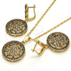 Juego de Arete y Dije de Adulto 10.314.0004.1 Oro Laminado, con Blanca Cristal and Blanca Micro Pave, Pulido, Tono Dorado