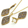 Juego de Arete y Dije de Adulto 10.314.0005.1 Oro Laminado, con Blanca Cristal, Pulido, Tono Dorado