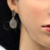 Juego de Arete y Dije de Adulto 10.314.0007.1 Oro Laminado, Diseño de Flor, con Blanca Cristal, Pulido, Tono Dorado
