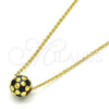 Collares con Dije 04.313.0004.1.18 Oro Laminado, Diseño de Bola, Esmaltado Negro, Tono Dorado (Grosor 01 MM, 18 Pulgadas de Largo)