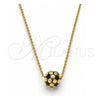 Collares con Dije 04.313.0004.1.18 Oro Laminado, Diseño de Bola, Esmaltado Negro, Tono Dorado (Grosor 01 MM, 18 Pulgadas de Largo)