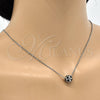 Collares con Dije 04.313.0005.18 Oro Laminado Blanco, Diseño de Bola, Esmaltado Negro, Rodinado (Grosor 01 MM, 18 Pulgadas de Largo)