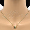 Collares con Dije 04.313.0005.1.18 Oro Laminado, Diseño de Bola, Esmaltado Negro, Tono Dorado (01 MM Thickness, 18 Inches Length)