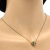 Collares con Dije 04.313.0005.1.18 Oro Laminado, Diseño de Bola, Esmaltado Negro, Tono Dorado (01 MM Thickness, 18 Inches Length)