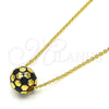 Collares con Dije 04.313.0005.1.18 Oro Laminado, Diseño de Bola, Esmaltado Negro, Tono Dorado (01 MM Thickness, 18 Inches Length)