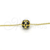 Collares con Dije 04.313.0005.1.18 Oro Laminado, Diseño de Bola, Esmaltado Negro, Tono Dorado (01 MM Thickness, 18 Inches Length)