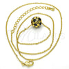 Collares con Dije 04.313.0005.1.18 Oro Laminado, Diseño de Bola, Esmaltado Negro, Tono Dorado (01 MM Thickness, 18 Inches Length)
