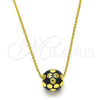 Collares con Dije 04.313.0005.1.18 Oro Laminado, Diseño de Bola, Esmaltado Negro, Tono Dorado (01 MM Thickness, 18 Inches Length)