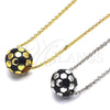 Collares con Dije 04.313.0005.1.18 Oro Laminado, Diseño de Bola, Esmaltado Negro, Tono Dorado (01 MM Thickness, 18 Inches Length)