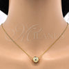 Collares con Dije 04.313.0008.1.18 Oro Laminado, Diseño de Bola, Esmaltado Negro, Tono Dorado (Grosor 01 MM, 18 Pulgadas de Largo)