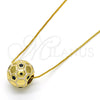 Collares con Dije 04.313.0008.1.18 Oro Laminado, Diseño de Bola, Esmaltado Negro, Tono Dorado (Grosor 01 MM, 18 Pulgadas de Largo)