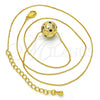Collares con Dije 04.313.0008.1.18 Oro Laminado, Diseño de Bola, Esmaltado Negro, Tono Dorado (Grosor 01 MM, 18 Pulgadas de Largo)