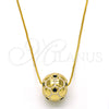 Collares con Dije 04.313.0008.1.18 Oro Laminado, Diseño de Bola, Esmaltado Negro, Tono Dorado (01 MM Thickness, 18 Inches Length)