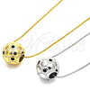 Collares con Dije 04.313.0008.1.18 Oro Laminado, Diseño de Bola, Esmaltado Negro, Tono Dorado (Grosor 01 MM, 18 Pulgadas de Largo)