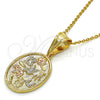 Dije Elegante 05.120.0072.1 Oro Laminado, Diseño de Elefante y Búho, Pulido, Tres Tonos