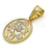 Dije Elegante 05.120.0072.1 Oro Laminado, Diseño de Elefante y Búho, Pulido, Tres Tonos
