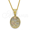 Dije Elegante 05.120.0072.1 Oro Laminado, Diseño de Elefante y Búho, Pulido, Tres Tonos