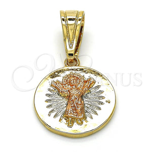 Dije Religioso 05.120.0076.1 Oro Laminado, Diseño de Divino Niño , Pulido, Tres Tonos