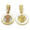 Dije Religioso 05.120.0076.1 Oro Laminado, Diseño de Divino Niño , Pulido, Tres Tonos