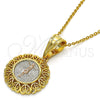 Dije Religioso 05.120.0077.1 Oro Laminado, Diseño de Jesus y Corazón, Pulido, Tres Tonos