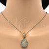 Dije Religioso 05.120.0086.1 Oro Laminado, Diseño de Guadalupe y Corazón, Pulido, Tres Tonos