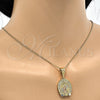 Dije Religioso 05.120.0086.1 Oro Laminado, Diseño de Guadalupe y Corazón, Pulido, Tres Tonos