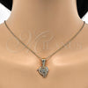 Dije Elegante 05.120.0087.1 Oro Laminado, Diseño de Corazón y Delfín, con Blanca Zirconia Cubica, Pulido, Tres Tonos