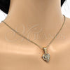 Dije Elegante 05.120.0087.1 Oro Laminado, Diseño de Corazón y Delfín, con Blanca Zirconia Cubica, Pulido, Tres Tonos