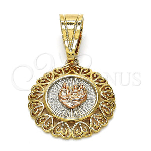 Dije Religioso 05.120.0088.1 Oro Laminado, Diseño de Corazón, Pulido, Tres Tonos