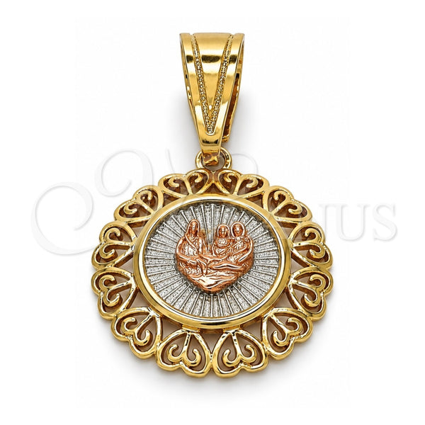 Dije Religioso 05.120.0088.1 Oro Laminado, Diseño de Corazón, Pulido, Tres Tonos