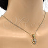 Dije Elegante 05.120.0093.1 Oro Laminado, Diseño de Corazón y Delfín, con Granate Zirconia Cubica, Pulido, Tres Tonos
