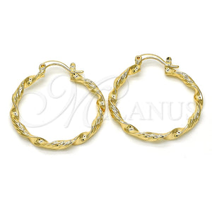 Argolla Mediana 02.170.0208.1.30 Oro Laminado, Diseño de Torcido, Diamantado, Tono Dorado