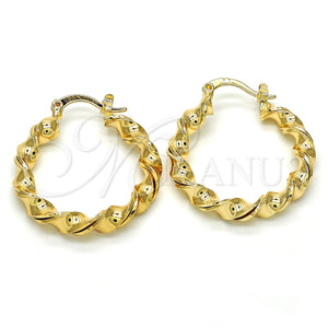 Argolla Mediana 02.170.0167.1.30 Oro Laminado, Diseño de Torcido, Pulido, Tono Dorado