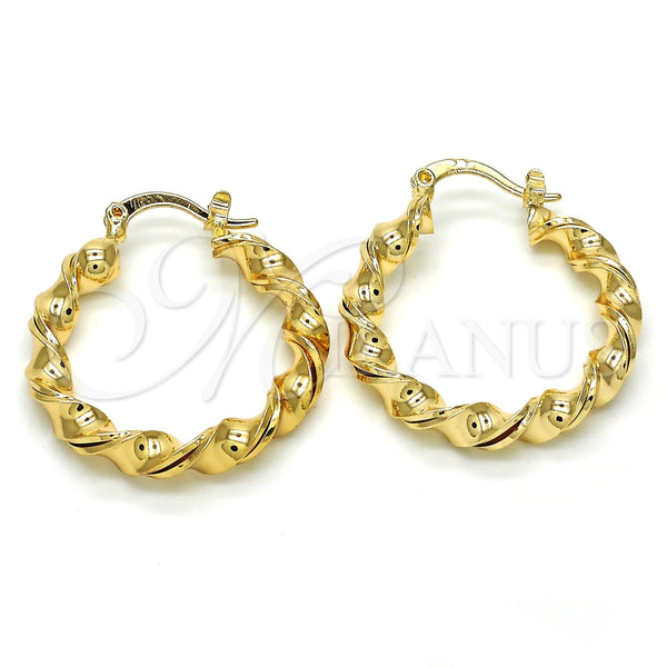 Argolla Mediana 02.170.0167.1.30 Oro Laminado, Diseño de Torcido, Pulido, Tono Dorado