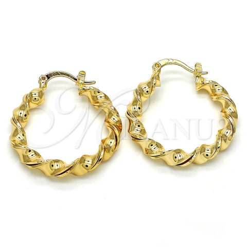 Argolla Mediana 02.170.0167.1.30 Oro Laminado, Diseño de Torcido, Pulido, Tono Dorado